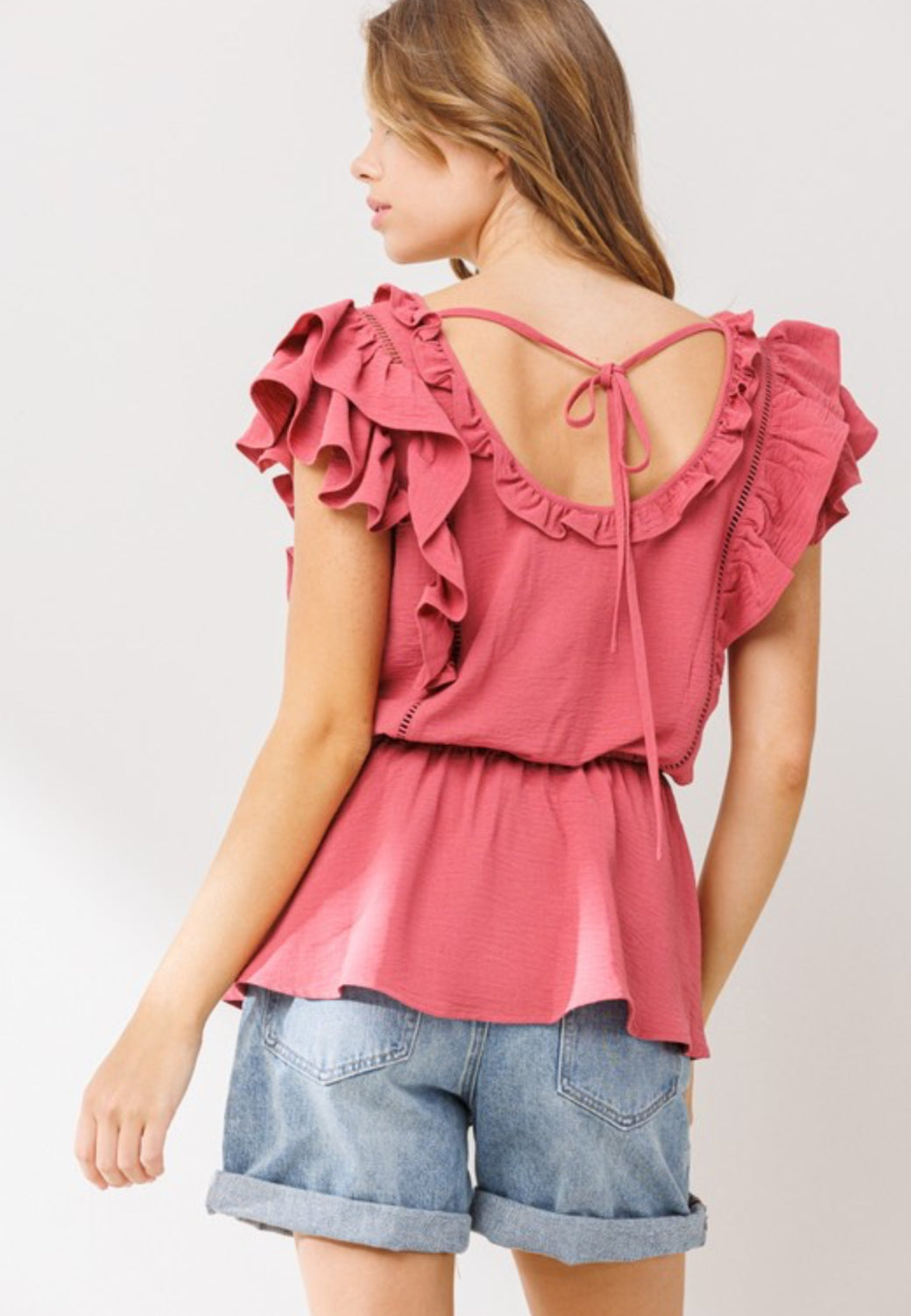 Ruffle Sleeveless Woven Top