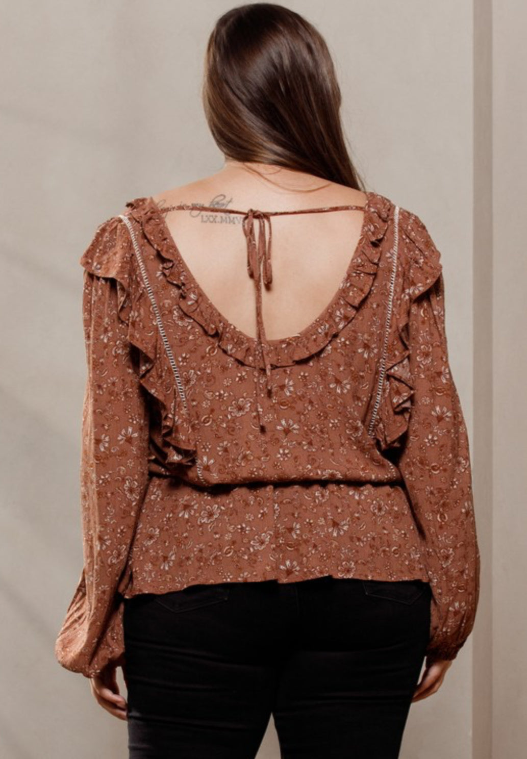 Long Sleeve Tie Back Blouse