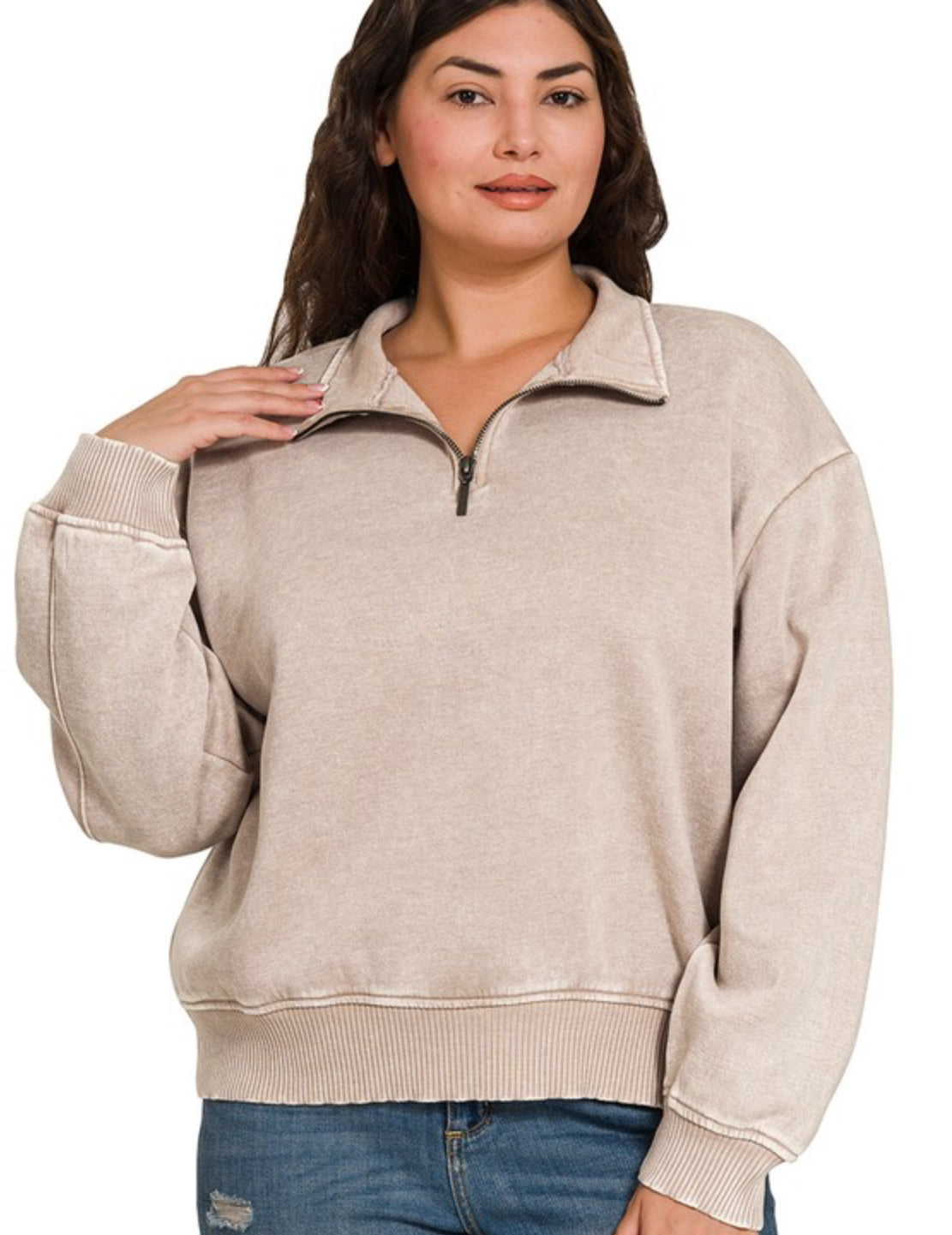 Curvy 1/4 Zip Pullover Sweater