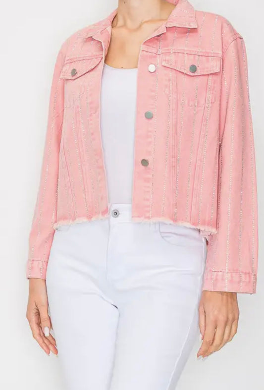 Sale Pink Cowgirl Crystal ORIGAMI Jean Jacket