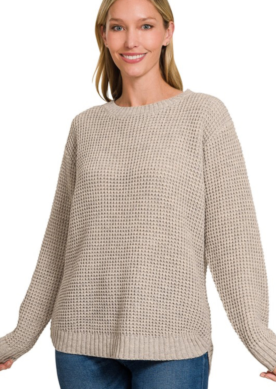 Zenana Waffle Knit Sweater