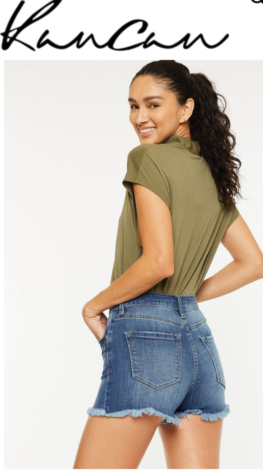 High Rise Frayed Kancan Shorts