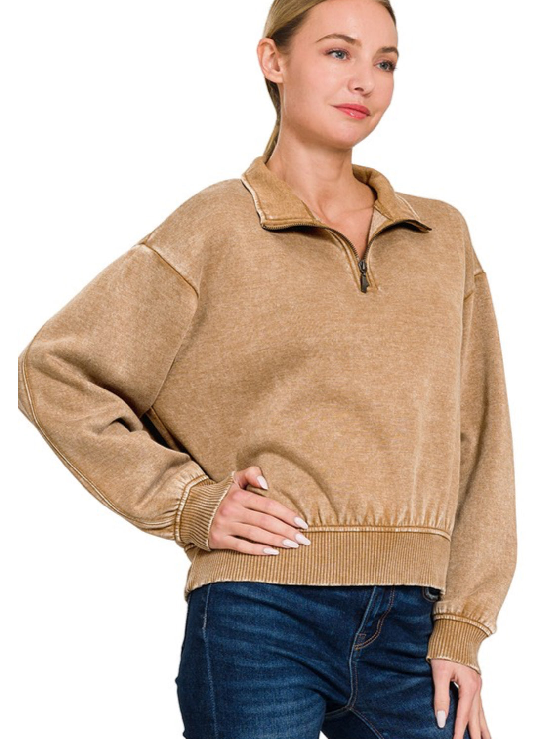 1/4 Zip Zenana Pull over Sweater