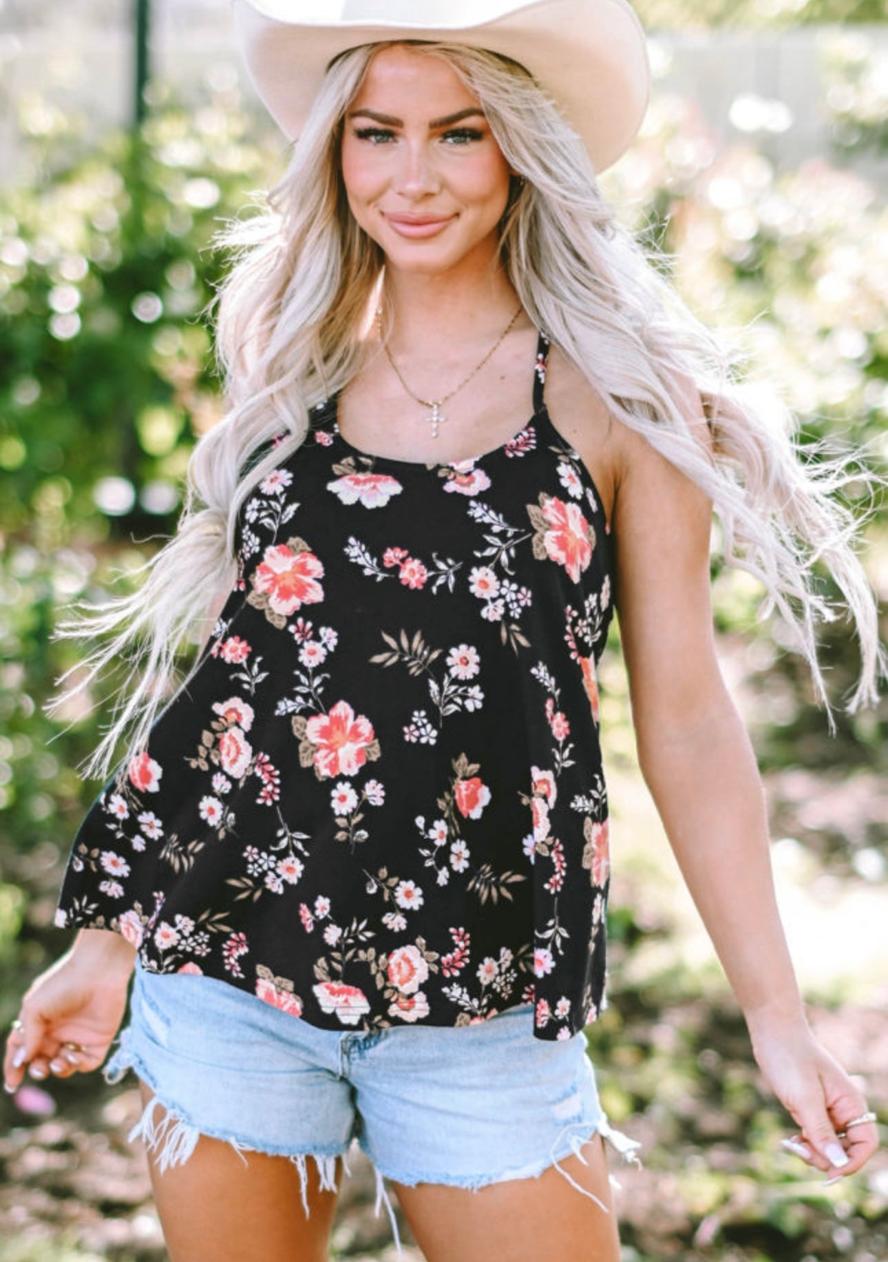 Floral N Criss Cross Tank