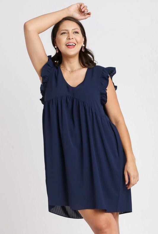 Navy Curvy Babydoll Dress