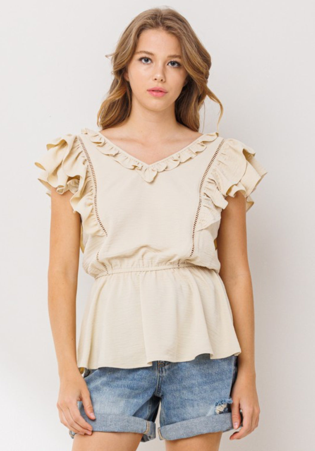 Ruffle Sleeveless Woven Top