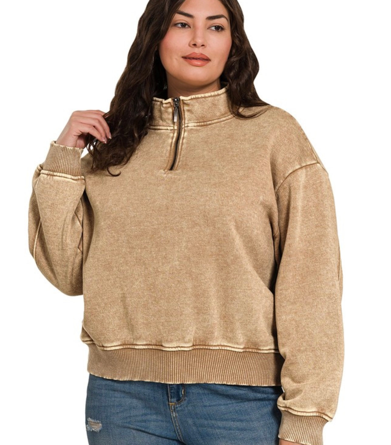 Curvy 1/4 Zip Pullover Sweater