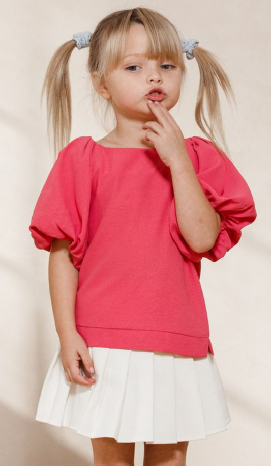 Youth Oddi Pink Bubble Sleeve Top