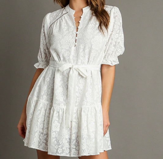 White Lace N Floral Umgee Dress