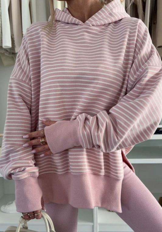 Stripe N Mauve Hoodie