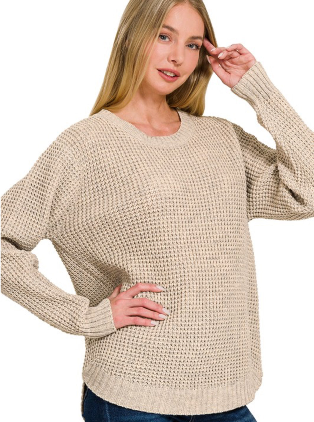 Zenana Waffle Knit Sweater