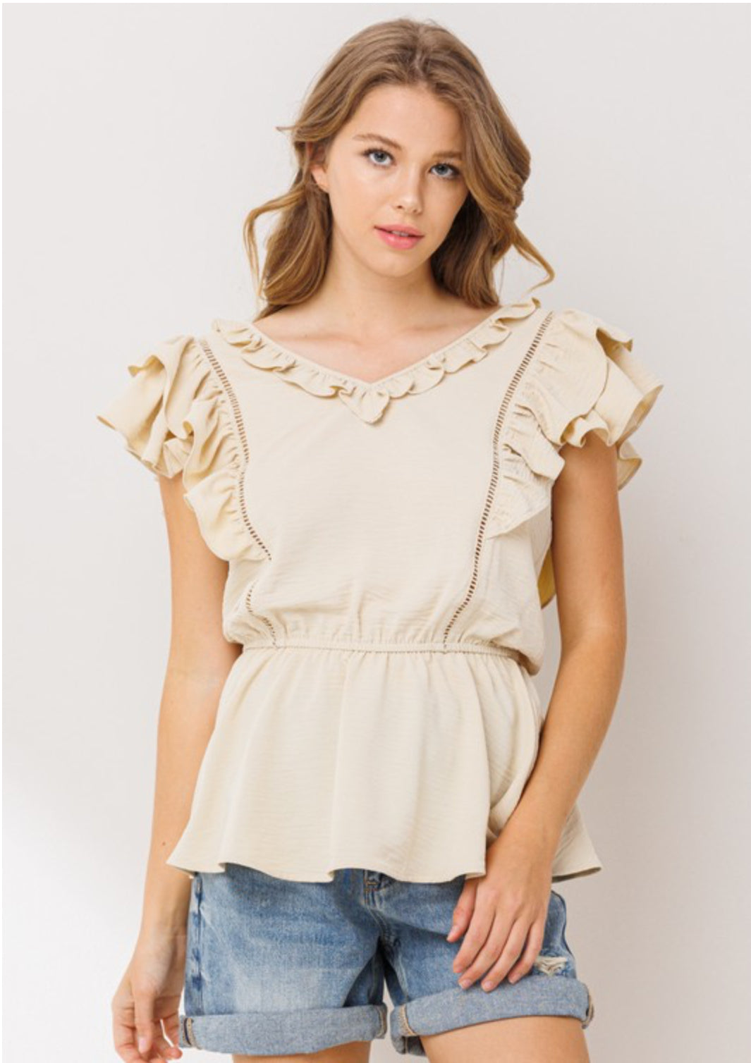 Ruffle Sleeveless Woven Top