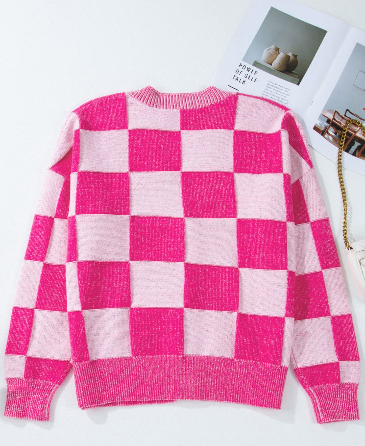 Carazy Pink Checkered Sweater