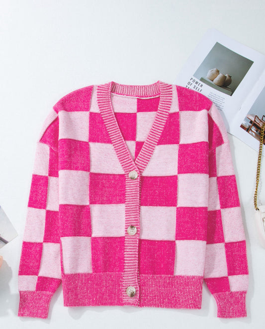 Carazy Pink Checkered Sweater