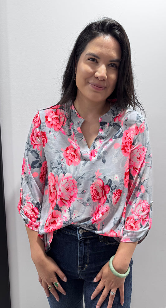 Coral Flower Dear Scarlett Top