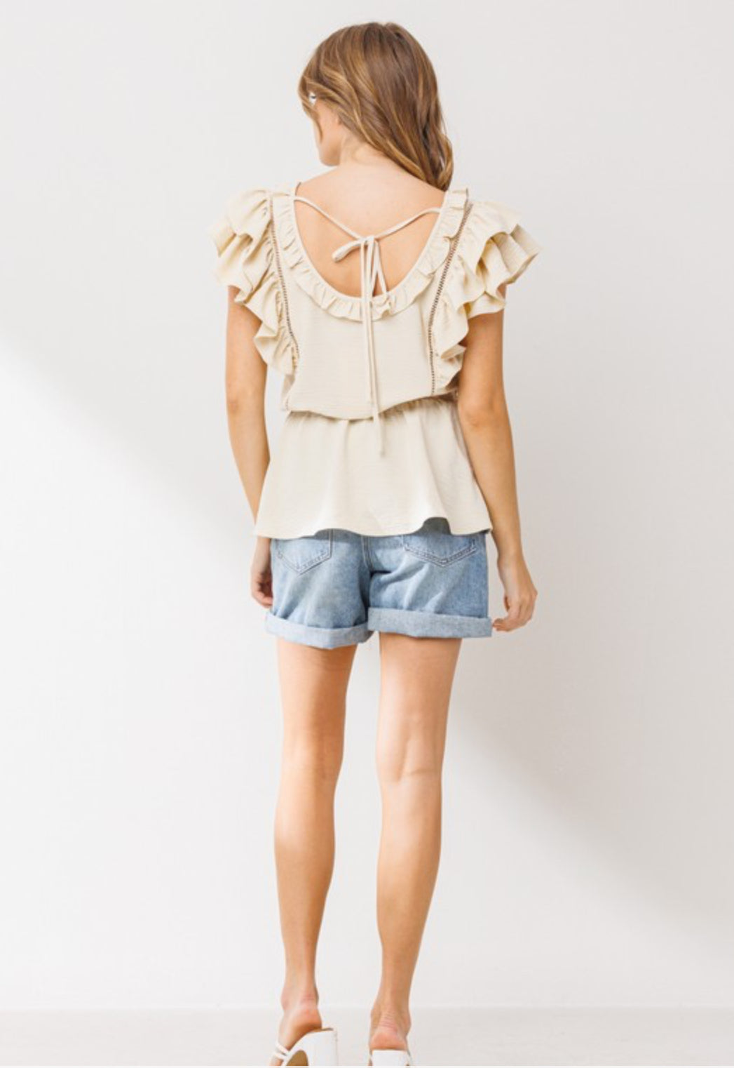 Ruffle Sleeveless Woven Top