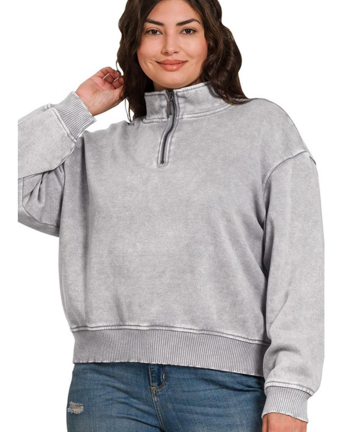 Curvy 1/4 Zip Pullover Sweater