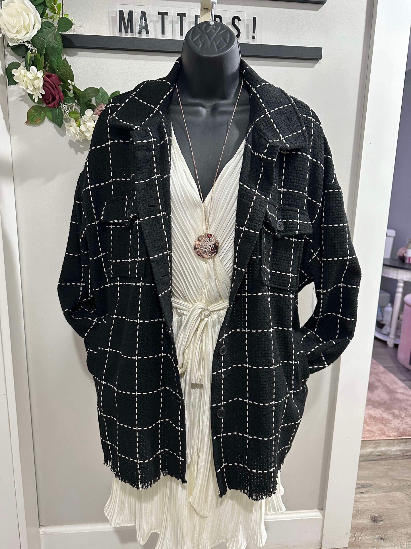 Black Plaid Tweed Jacket