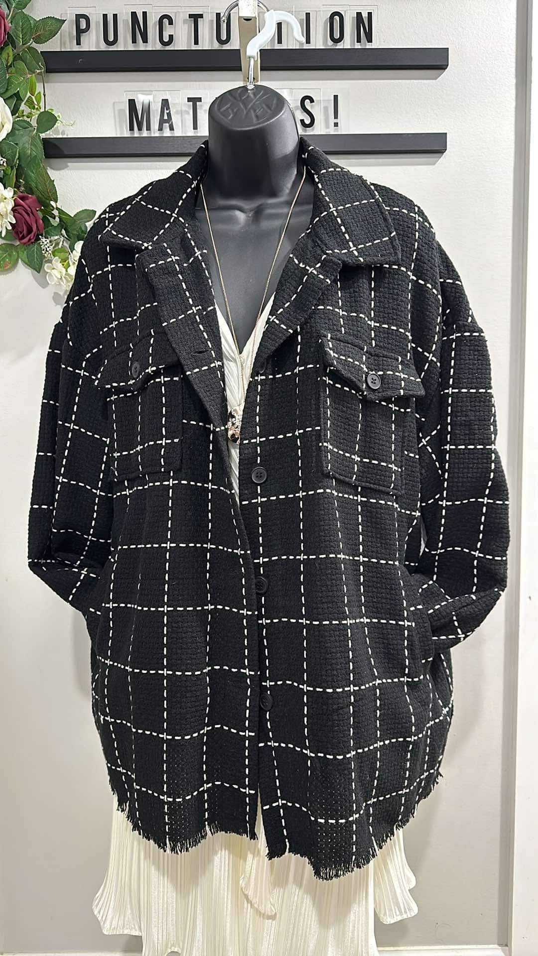 Black Plaid Tweed Jacket