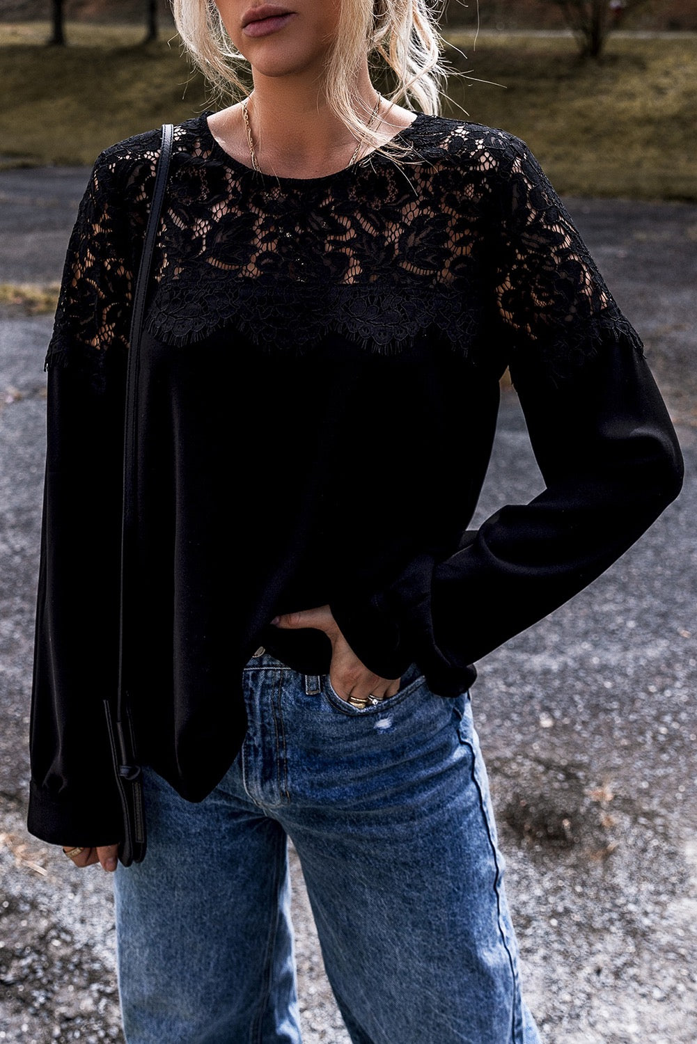 Black Crochet Long Sleeve