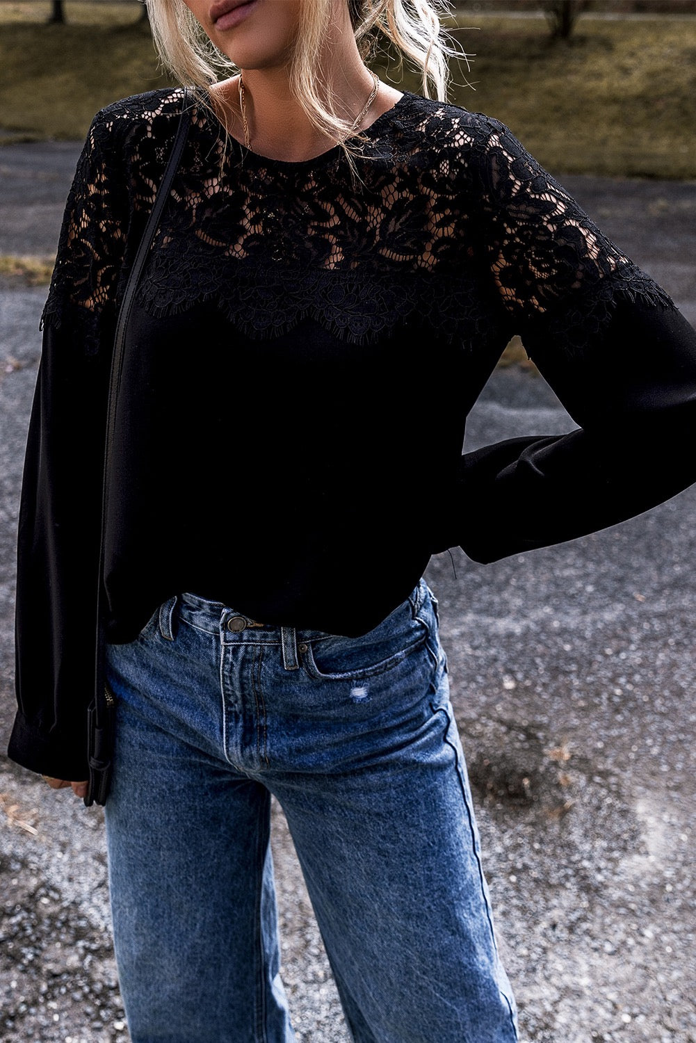 Black Crochet Long Sleeve