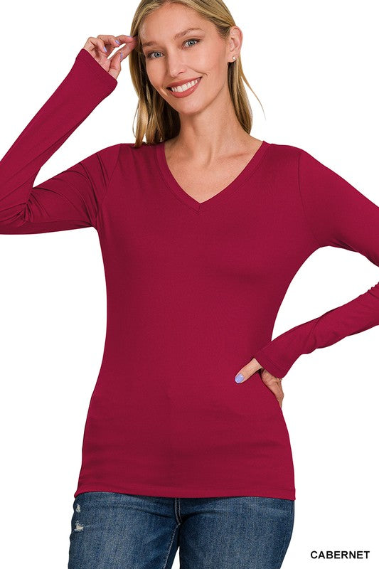 Tight Long Sleeve V-Neck Tee