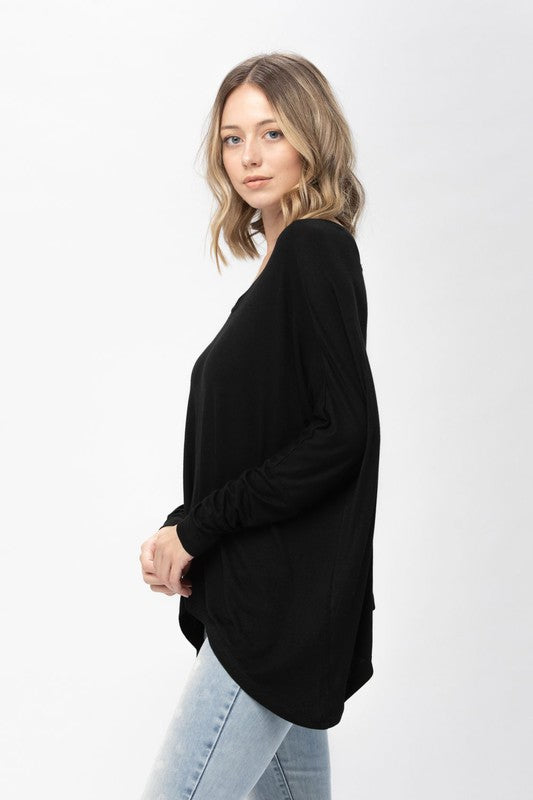 Tunic Oversized Curved Hem Top