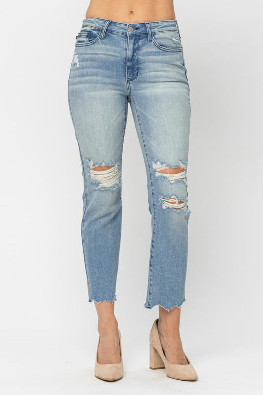 Cropped Mid Rise Distressed Judy