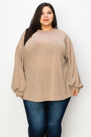 Plus Bubble Sleeve Sweater Top