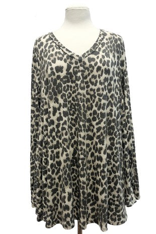 Plus Leopard Print Tunic Top