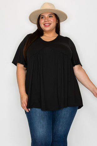 Plus V Neck Frill Hem Tunic Top