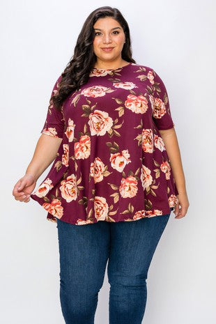 Plus Floral Tunic Top