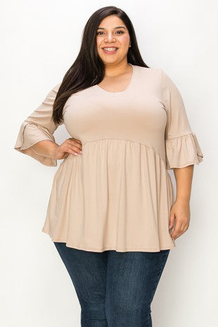 Plus Ruffle Sleeve Tunic Top