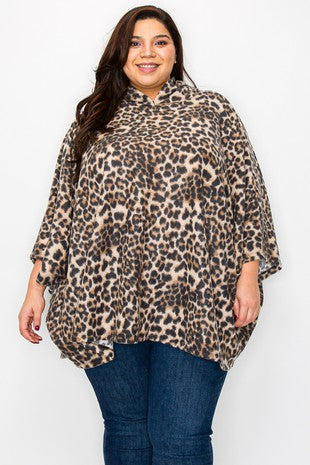 Plus Hooded Sweater Poncho