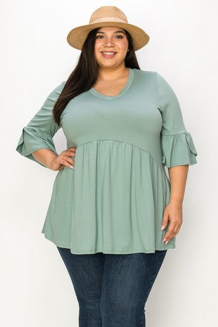 Plus Ruffle Sleeve Tunic Top