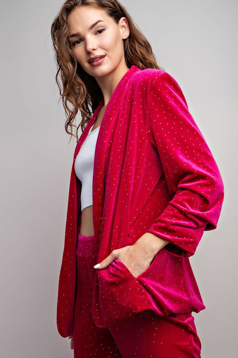 Sale Rhinestone Carazy Pink Blazer