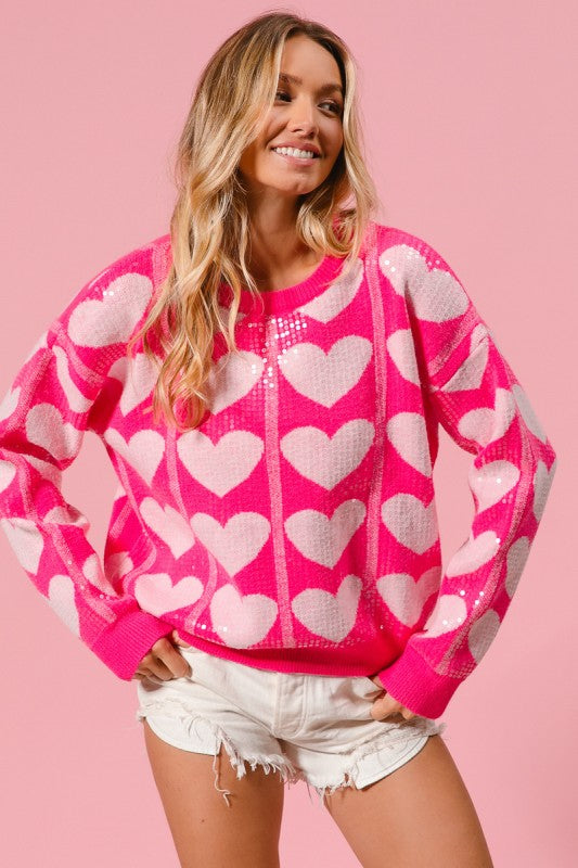 Sequin Heart BIBI Sweater