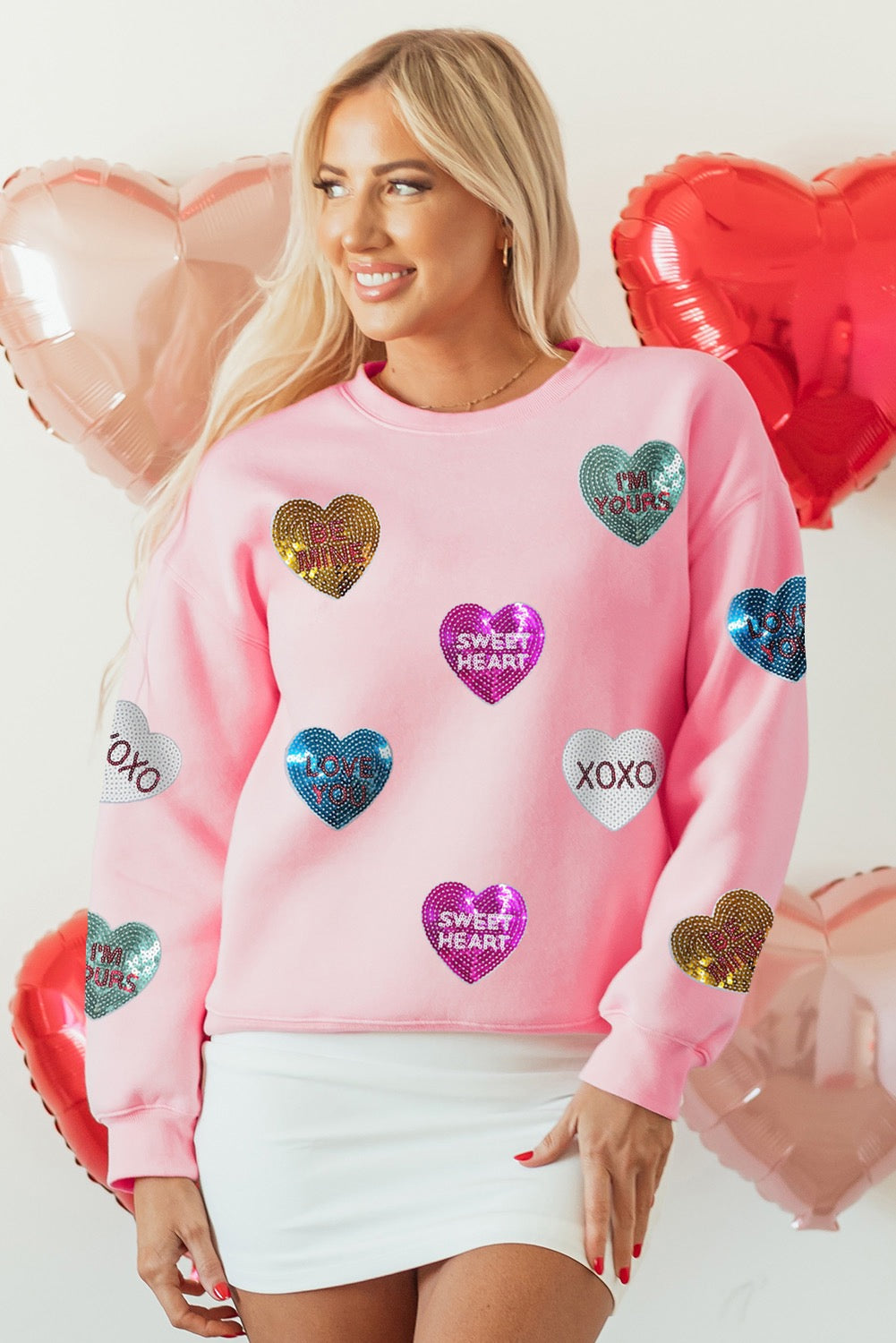 Sequin Heart Candy Sweater