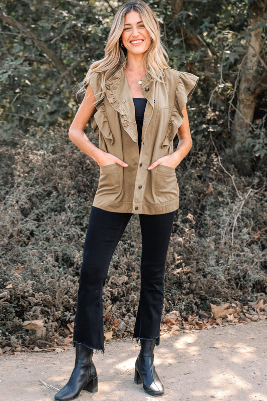 Ruffle Denim Vest