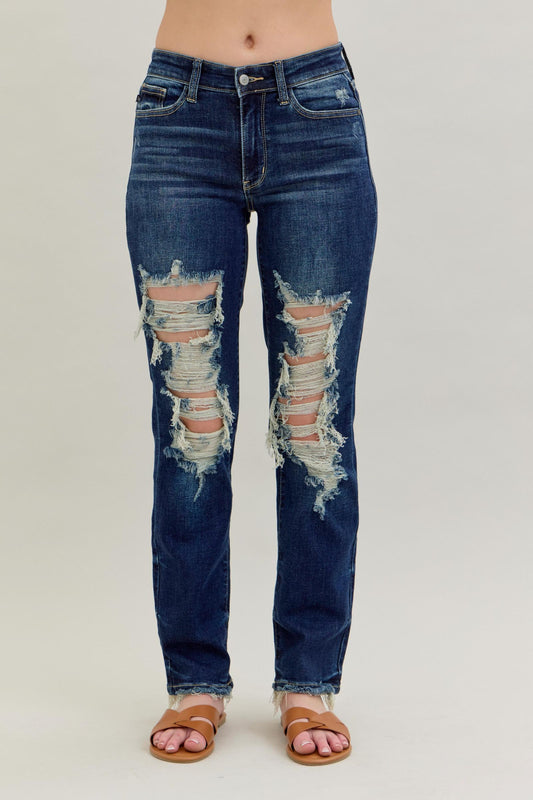 Distressed Straight Frayed Judy