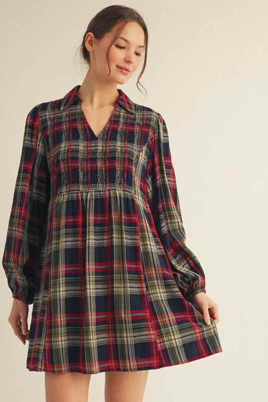 Fall Plaid Babydoll Dress