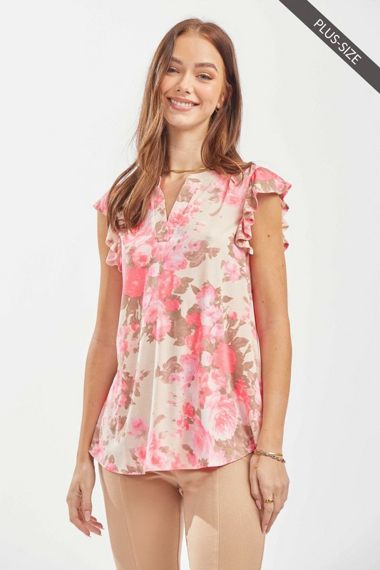 Dear Scarlett Morning Rose Flutter Top