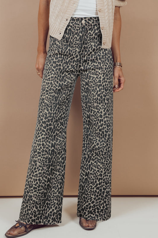 Sale Leopard Wide Leg Pant