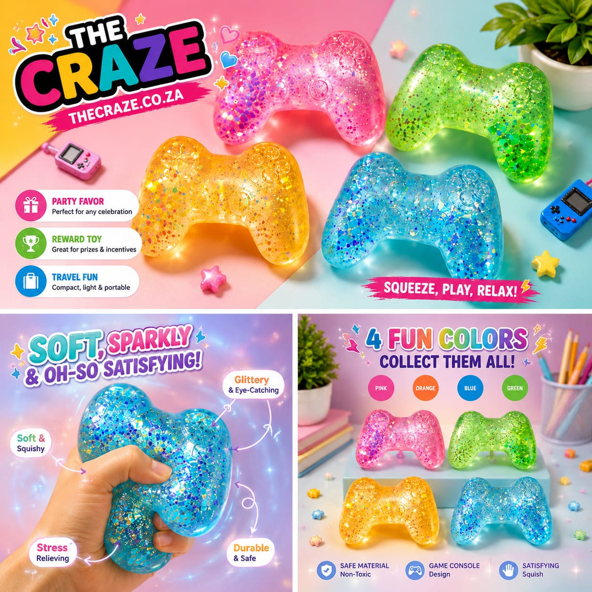 Sugar SQUISHY Glitter Game Controller INSTOCK