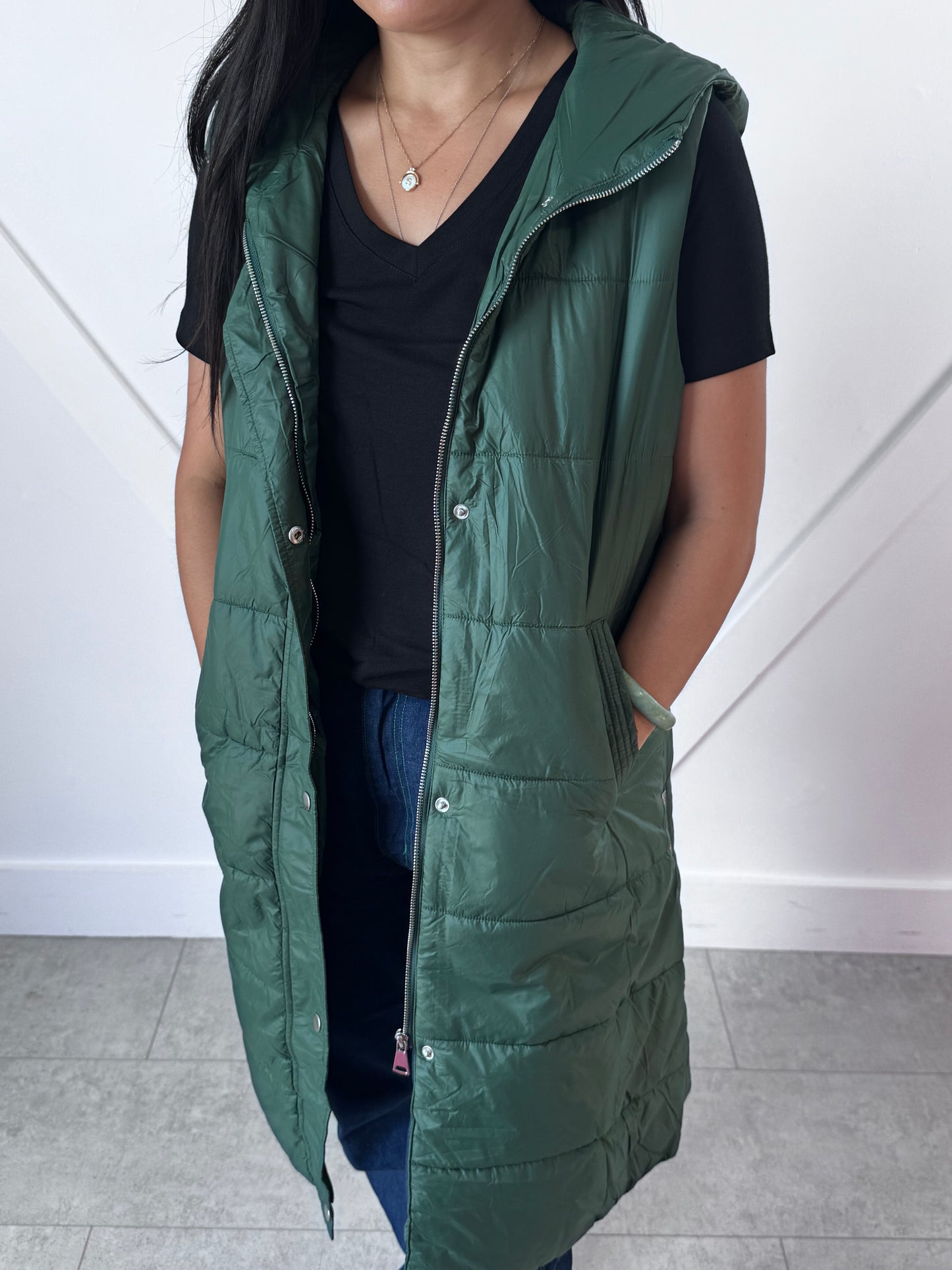Emerald Hooded Puffer Vest
