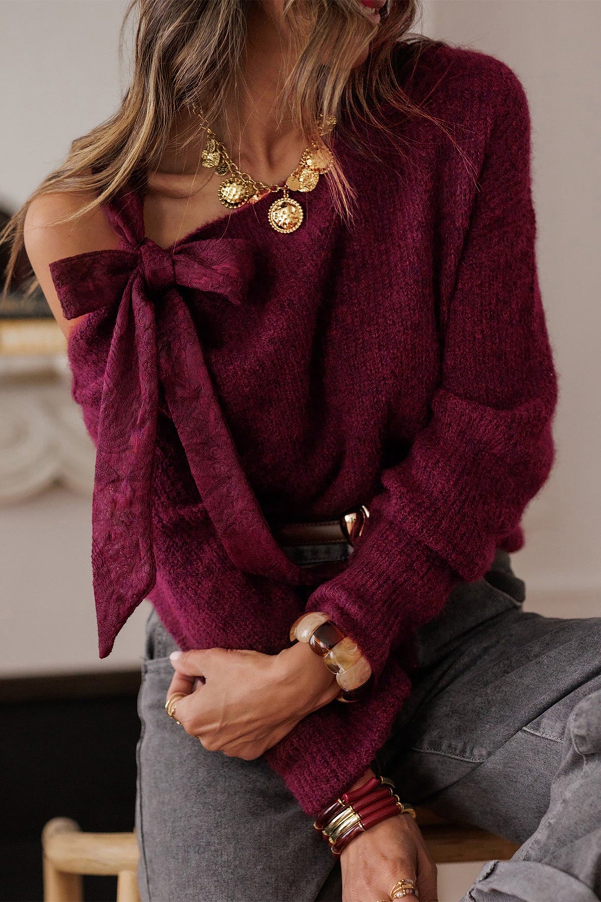 Wine N Bow Sweater