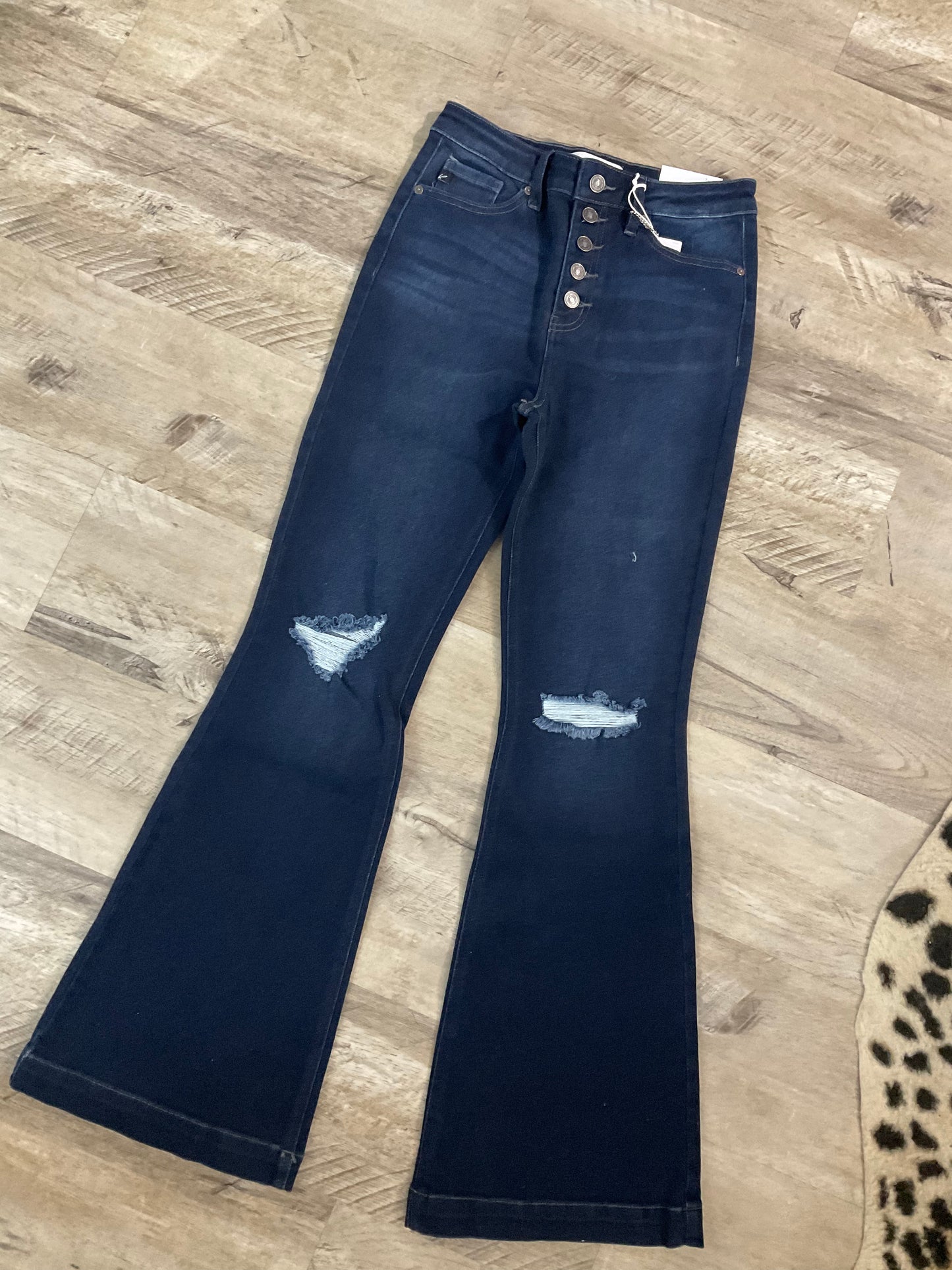 KanCan Petite Ripped Flare Jeans