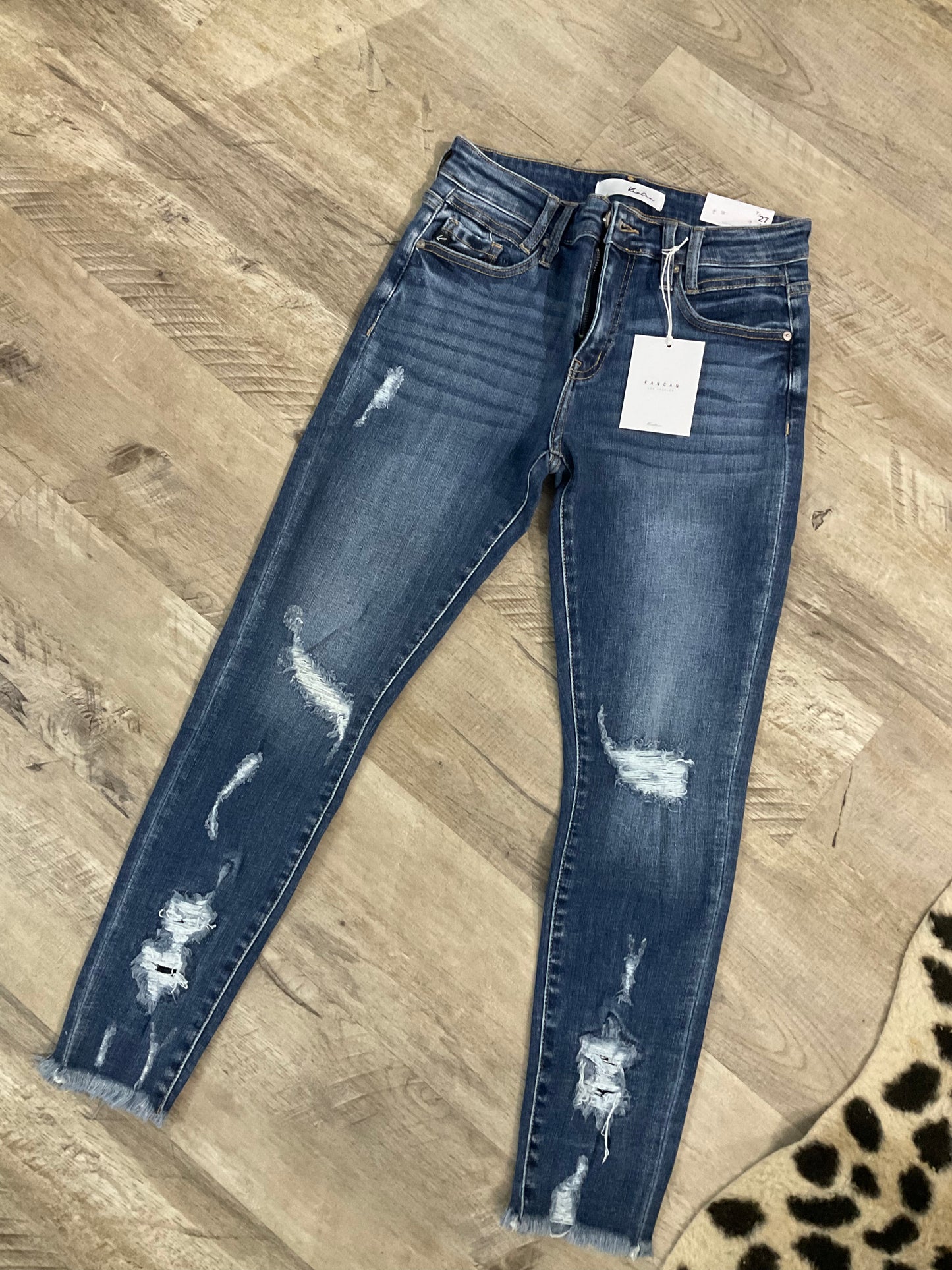 KanCan Mid Rise Ripped Ankle Jeans