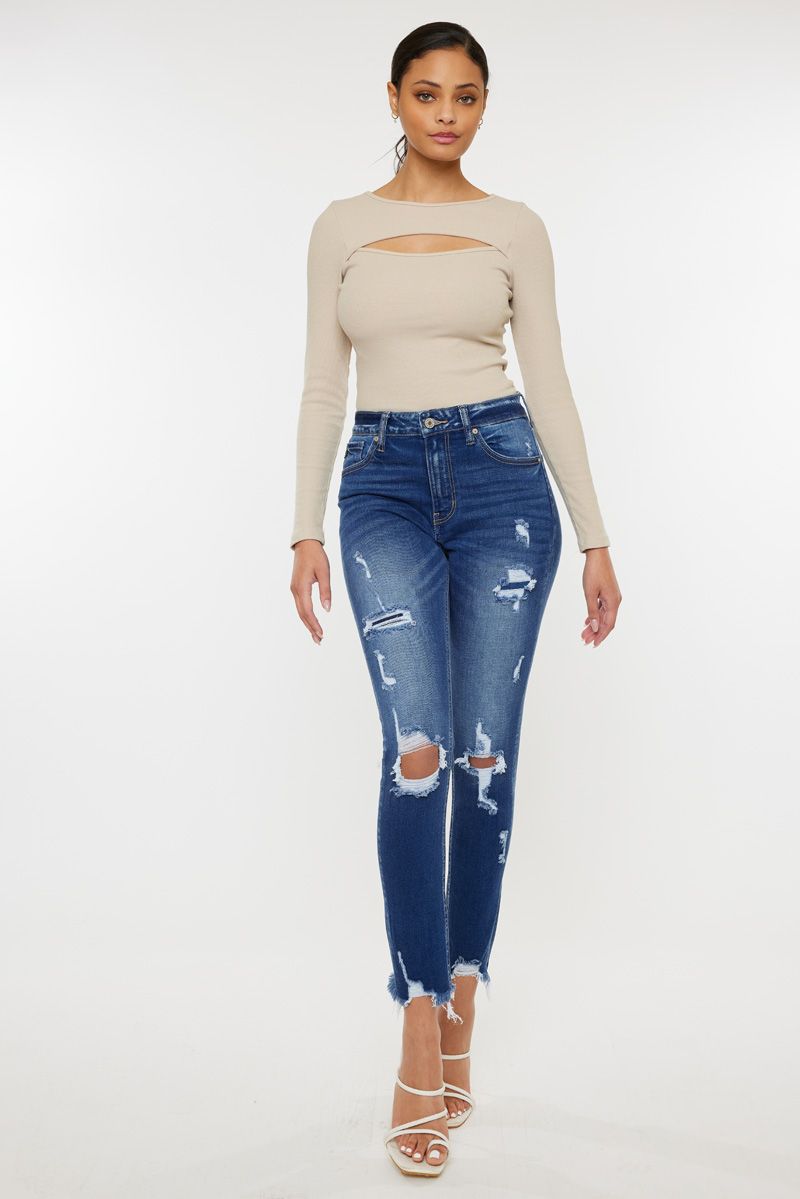 KanCan High Rise Ripped Ankle Jeans