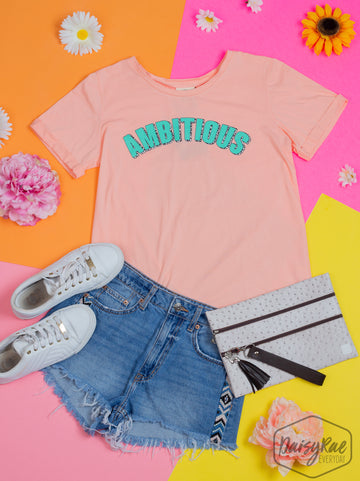 Ambitious Peach Cuff Tee sale